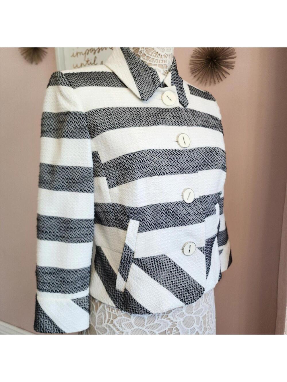 LKNW Etcetera Stripe gray white blazer jacket 8 adorb unique